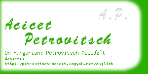 acicet petrovitsch business card